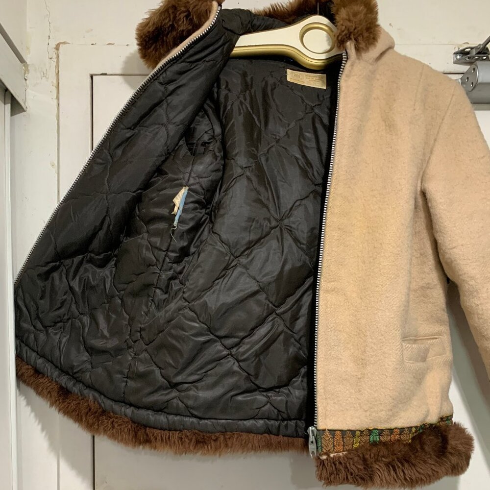 VINTAGE HUDSON'S BAY WOOL FAUX FUR TRIM HOODED JACKETS SIZE S - Picture 6 of 12